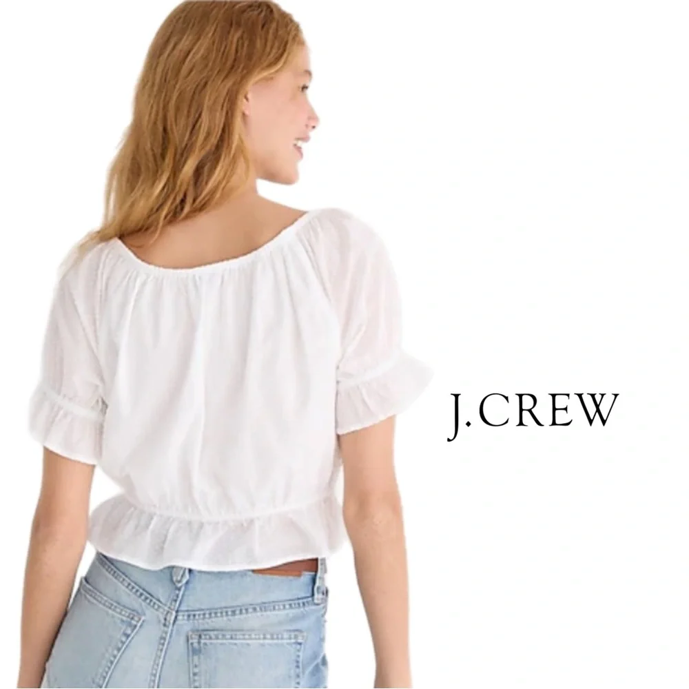 NEW J Crew Gathered Scoopneck top in Swiss-dot - Picture 2 of 12